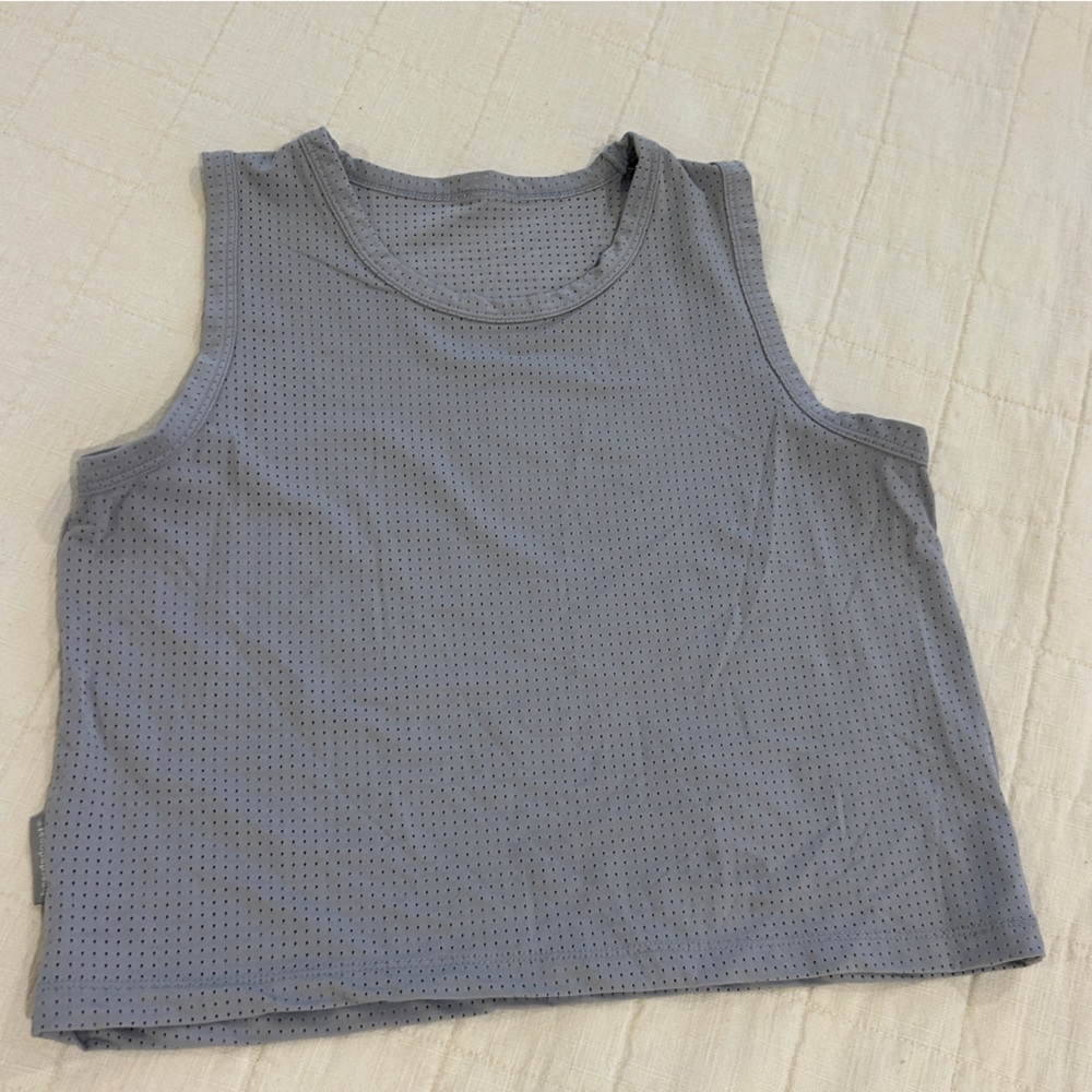 Gray Sleeveless cropped workout Tank Top